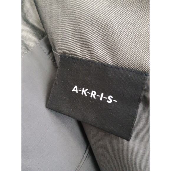 Akris Skirt Women Silver Gray Silk Blend Zipper Career Minimalist Dark Academia - Picture 4 of 6